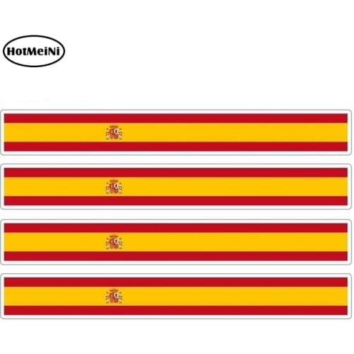 HotMeiNi 13cm x 1.7cm 4pcs Car Stripe Motorcycle Racing Flag Sticker Waterproof Car Decal Bike Moto Tuning Spain Car Stickers