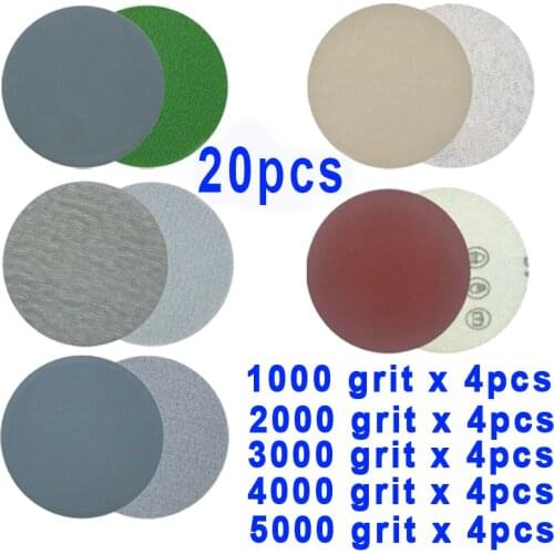 20pcs 5inch 125mm Sandpapers Wet Dry Metal Wood Finishing 1000 2000 3000 4000 5000 Sanding Grit Abrasive Tools