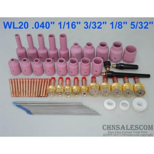 CHNSALESCOM 62 pcs TIG Welding Torch Gas Lens Collet Body Nozzle Tungsten Kit WP-17/18/26
