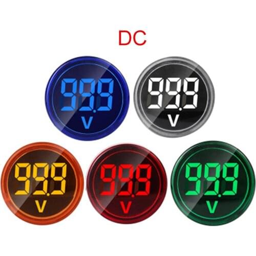 ST16VD 22mm Hole Size 6-60 VDC Digital Voltmeter Round Voltage Detector Tester Mini LED Voltage Indicator Signal Light Monitor