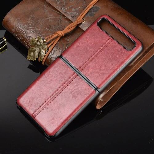 For Samsung Galaxy Z Flip Case Route Calfskin PU Leather PC Hard Phone Bag Cover For Samsung Galaxy Z Flip ZFlip Case