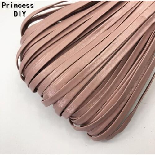 20M/Lot Jewelry Making Finding 5mm Light Pink PU Ribbon Faux Leather Flat Cord String Bias DIY Collar Aliceband Accessories Trim