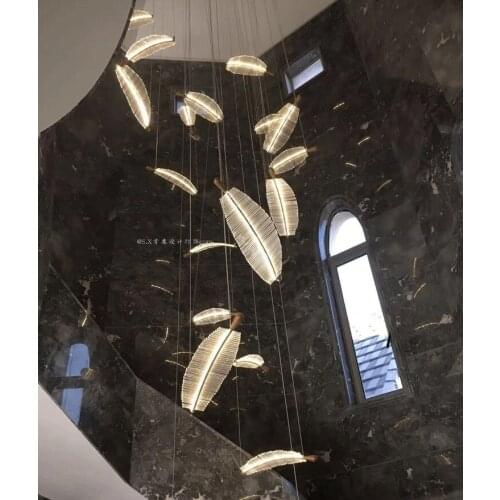 Hotel customized non-standard shopping mall sales office sand table duplex building villa corridor feather leaf art chandelier