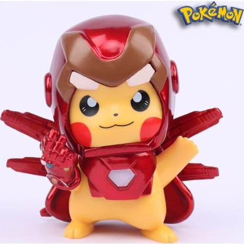 Pokemon Marvel Lron Man Pikachu Avengers Thanos Gloves Figure Model Dolls Toy Pokemon Action Figure Anime Model Birthday Gift
