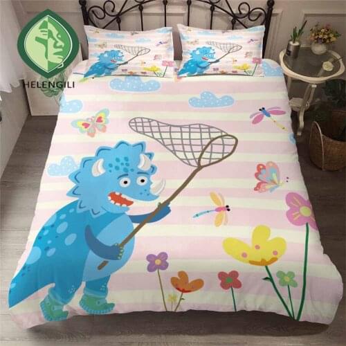 HELENGILI 3D Bedding Set Jurassic Park Dinosaur Print Duvet cover set bedclothes with pillowcase bed set home Textiles #YC-16