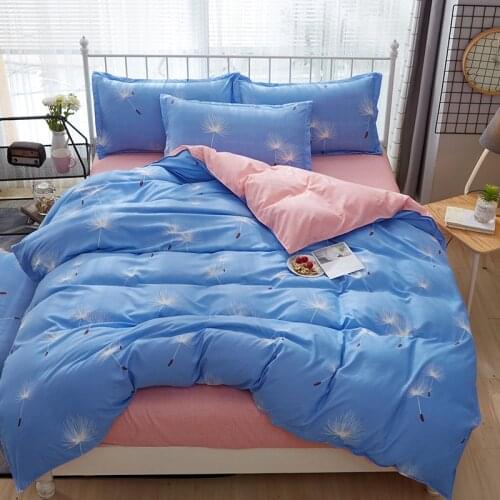 Simple Style Bedding Set for Students Soft Skin-friendly Bed Linen Set 3/4pcs Duvet Cover Sheet Pillowcase Comforter Cover Set