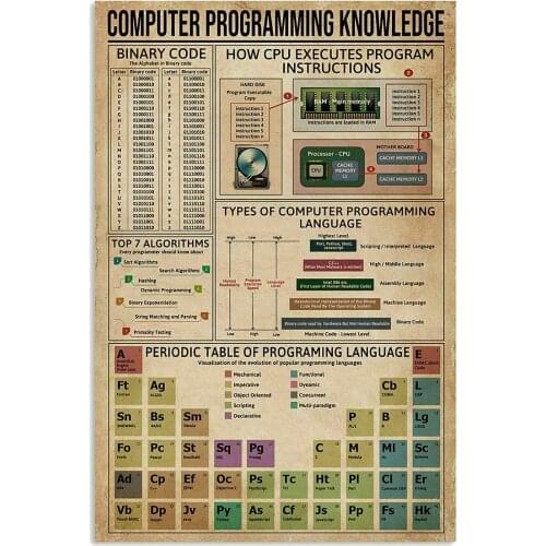 Computer Programming Knowledge Gift for Friend Cool Wall Decor Artwork Poster Retro Fashion Chic Funny Metal Tin Sign Warning