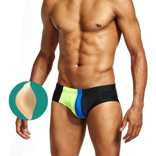 2021 New Style Mens Sexy Fashion Printed Swimming Trunks With Cups To Increase U-convex Triangle Swimming Trunks