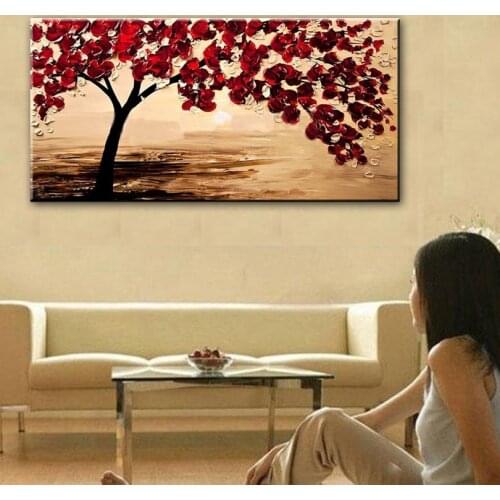 New handmade Modern Canvas on Oil Painting Palette knife Tree 3D Flowers Paintings Home living room Decor Wall Art 168029