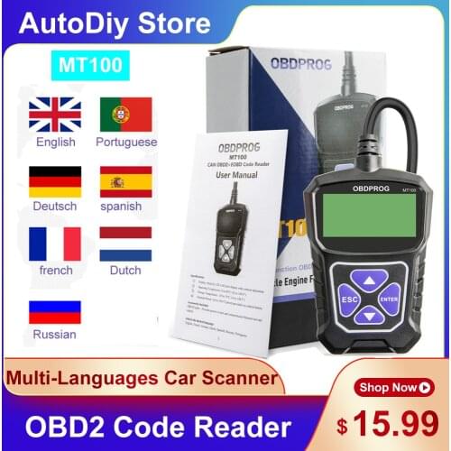 OBDPROG MT100 OBDⅡ/EOBD Car Scanner Code Reader Reset Diagnostic Tools Engine EPC Multi-Lingual I/M Function Supports All 10 OBD