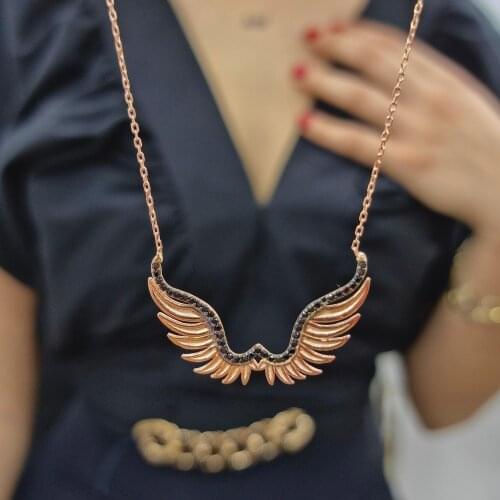 Zircon Stone Wing Handmade Necklace For Women Girls Valentines Day Fashion Jewelry Elegant