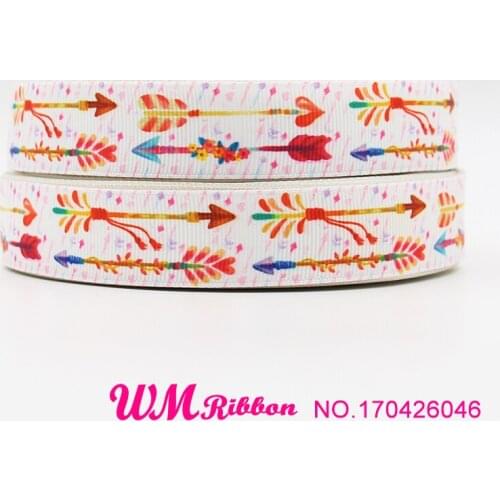 Q&N OEM ribbon 7/8inch 22mm 170426046 arrow printed grosgrain ribbon Wedding Party Festive Event Decoration Crafts Gifts
