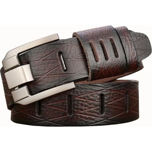 Men belt male high quality leather belt men male genuine leather strap luxury pin buckle fancy vintage jeans dropshipping