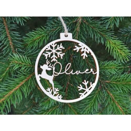 Custom Name CHRISTMAS baubles set Personalized name ornaments, Wooden hangings PERSONALISED gift, Laser cut snowflakes