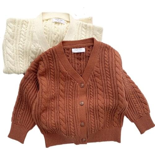 Toddler Knit Cardigans Autumn New Baby Boys Girls Coat Baby Sweater Thicken 1-7Yrs Knitwear Long-sleeve Cotton Baby Jacket Tops