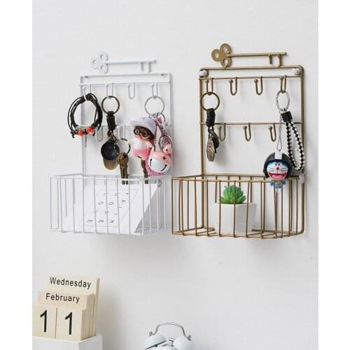 Iron Decorative Wall Shelf Sundries Storage Box Prateleira Hanger Organizer Key Rack Wall Shelf Wall Decor Holder Key Hanger