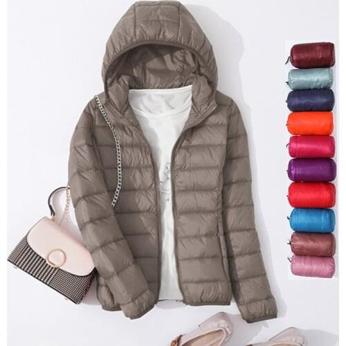 Spring Autumn Women Ultralight Thin Down Jacket White Duck Down Hooded Jackets Warm Winter Coat Parka Female Portable Outwear