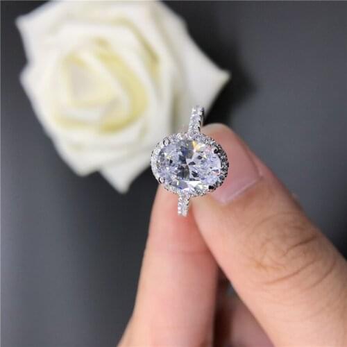 6*8mm Oval Moissanite Ring for Women Engagement Ring 18K White Gold Solid 2CT Fine Diamond Oval Moissanite Positive Jewelry