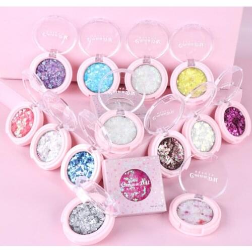 1pcs Monochrome Glitter Powder Sequin Eyeshadow Palette Pigment Pentagram Moon Diamond Fragment Shimmer Women Makeup TSLM1
