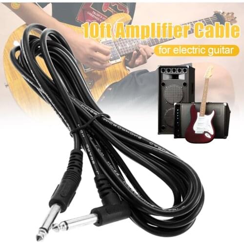 10ft 3m Electric Guitar Cable Instrument Patch Guitar Stereo Amplifier AMP Instrument Cable Cord Black Guitar Parts