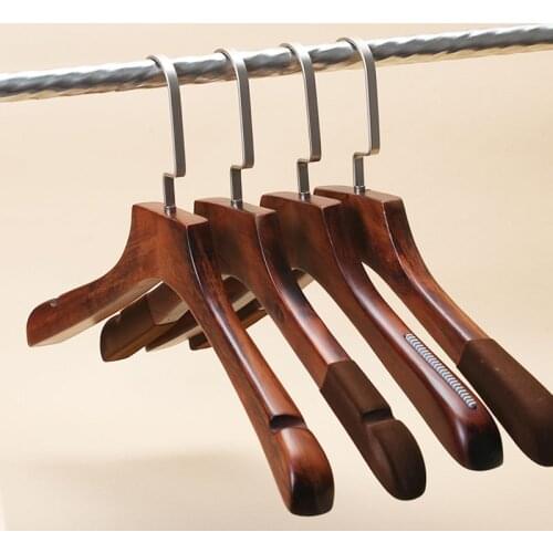 10pcs/lot Solid wood hangers flocking non-skid clothing store mens and womens clothes hangers household hangers
