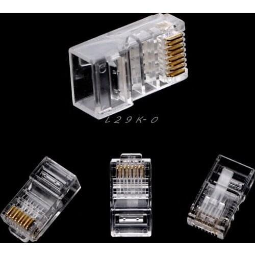 100Pcs Cable Tester RJ45 Network Cable Plug 8-Pin Connector CAT6 Network Cable Modular Ethernet Crystal Plugs