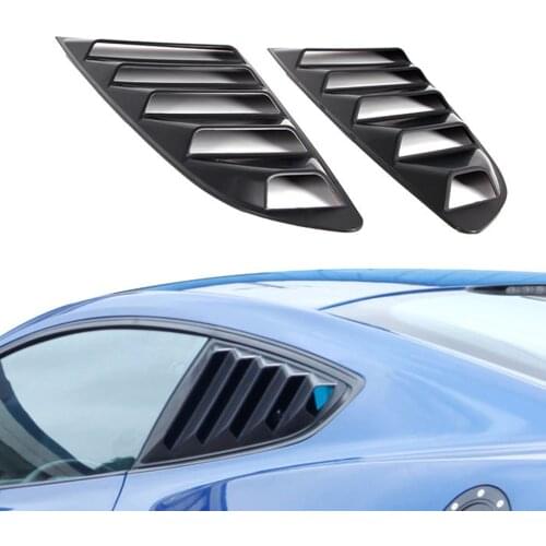 2Pcs Rear Quarter Side Window Louvers Shutter Air Vent Scoop Shades Black Cover for Ford Mustang 2015-Present