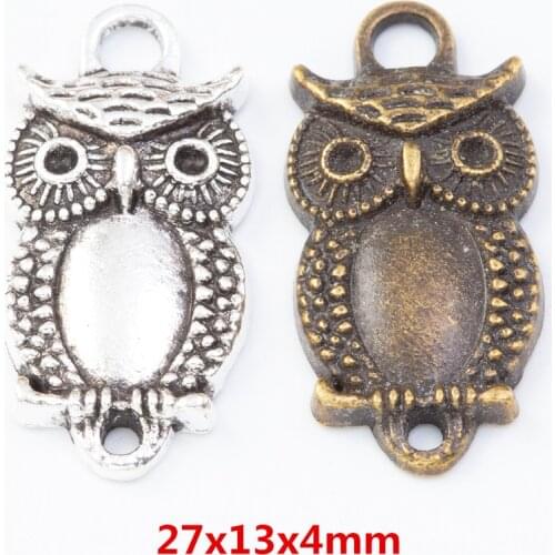 20 pcs ancient silver Owl connector Pendant alloy DIY Fashion charm Bracelet Necklace Jewelry accessories 7776