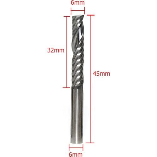 5pcs Tungsten Carbide End Mills Single Flute CNC Milling Router Bits 6mmx32mm Straight Shank Router Bits Set