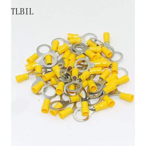 500PK 1/2" Yellow Ring Insulated Wire Connector Electrical Crimp Terminal Cable Wire Connector for 4-6mm2 12-10 AWG