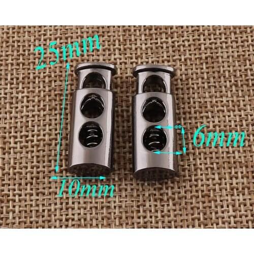 6 PCS Gunmetal Double Barrel Toggle Cord Lock,Stopper Spring Buckle,Craft Cord Locks,Connector Buckle,Cylinder Stopper Toggle