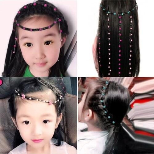 60pcs/lot DIY Multi Simple Baby Hair Braid Diamond Chains Girls Head Flowers Crown Hair Styling Tools Accessories HA1788