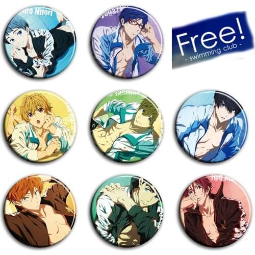 Anime Free! Swimming Club Haruka Nanase Rin Matsuoka Makoto Tachibana Cosplay Badges Garniture Bedges For Bags DADGE Brooch Pin