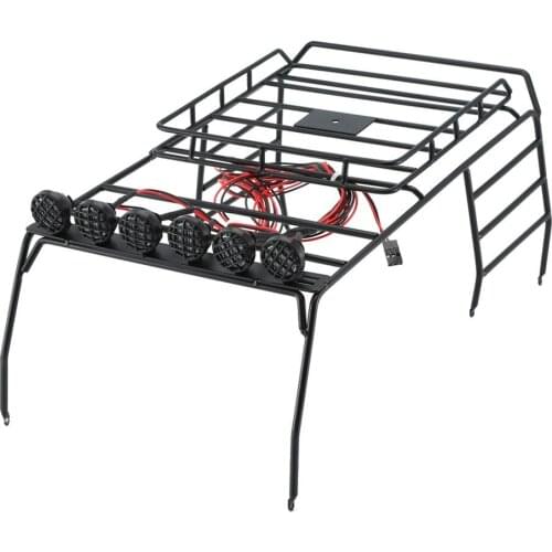 RC Roof Rack Roof Holder Protective Rack Luggage With 6 Multi-function LED Light For JEEP Roof Rack For Crawler For Wrangler