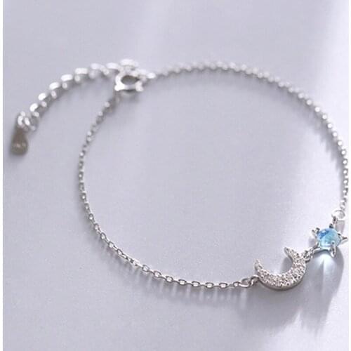 Star Moon Crystal Chain Charm Bracelet For Women Korea Creative Simple Fashion New Trendy Girl Student Jewelry Wholsale BOYULIGE