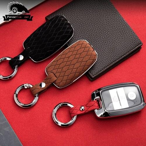 Zinc alloy Leather Car Key Cover Case Keychain For Kia Ceed Rio Sportage R K3 K4 K5 Ceed Sorento Cerato Optima Key Case