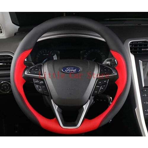 DIY Stitching Suede Leather Steering Wheel Cover For Ford EDGE EcoSport Mondeo Fiesta Kuga Focus Interior Accessories