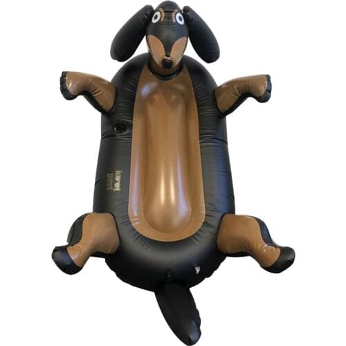 Adult/ Kid 160cm Summer Black Dog Pool Float with Cup Holder