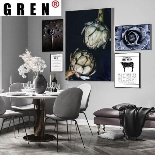 GREN Purple Cabbage Beef Blueberry Garlic Wine Canvas Painting Wall Art Print Poster Picture Modern Kitchen Dining Room Decor