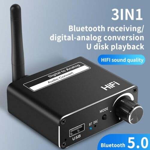 NEW 3 In 1 Coaxial Optical Fiber Bluetooth Receiver 5.0 Digital To Analog Audio Converter U Disk Play AUX Adapter For TV PC