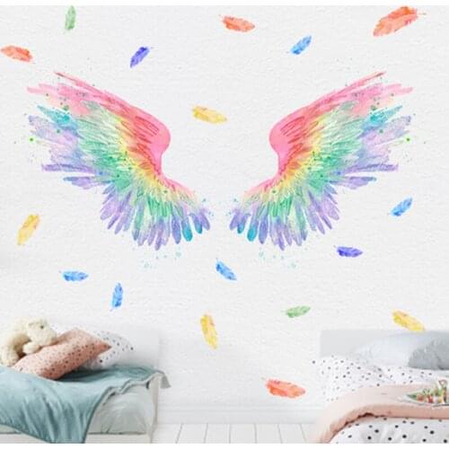 Colorful Wing Wall Stickers Bedroom Living Room Home Decoration Pvc Mural Art Kindergarten DIY Poster Decoration Wall Decor