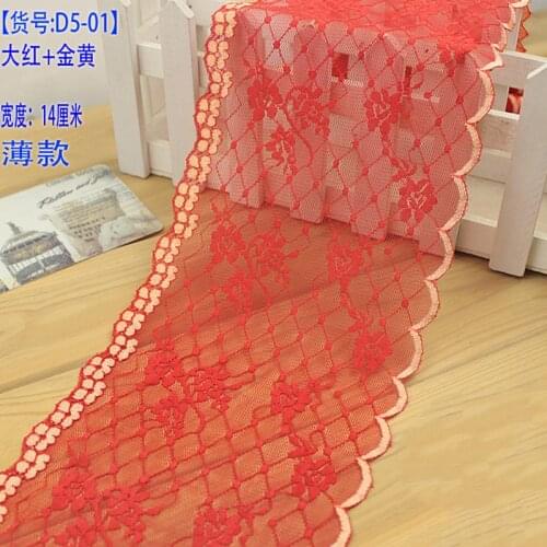 10Meters 14cm Width Embroidered Red Pink Off White Thread Lace Fabric Trim Ribbons DIY Sewing Handmade Materials High Quality