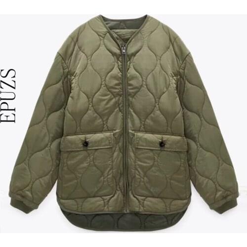 Winter jacket women Wear on both sides bomber jacket Vintage long sleeve light parka casual loose outwear 2021 ZA coat