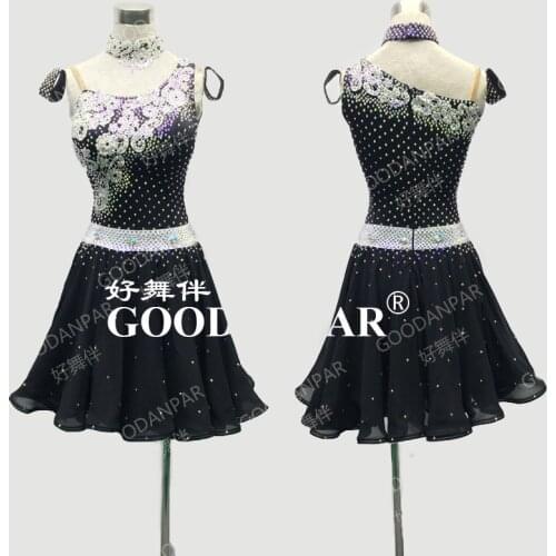 Latin costume rhinestones latin dance dress women competition latin dress ladies latin dress girls dress black dress short