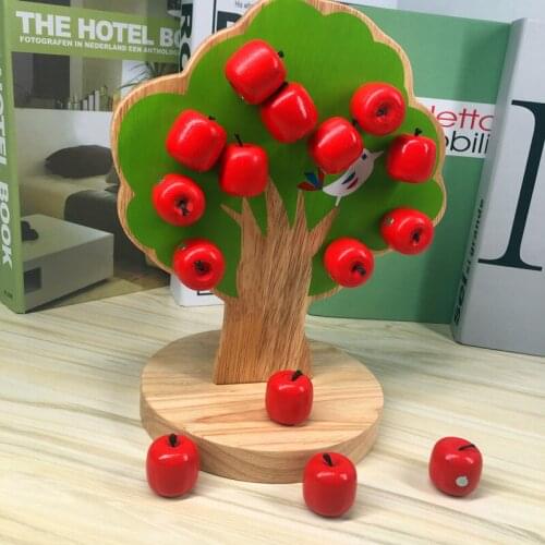 Magnetic apple tree baby wooden fruit puzzle toy gift early education intelligence teaching aids