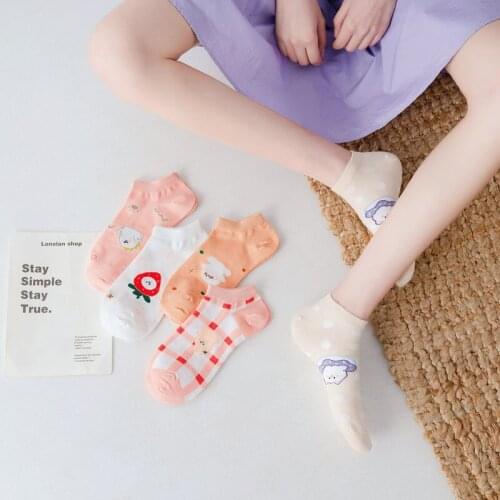 Cute socks ankle calcetines strawberry cartoon kawaii meia women chaussette femme korean style woman sokken harajuku cotton sock