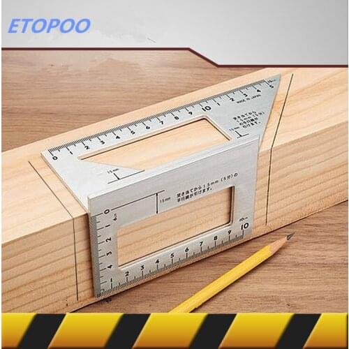 Japanese Aluminum Alloy Woodworking Ruler Multifunction Square 45 degree 90 degree Plastic Gauge Angle Protractor Over the ruler