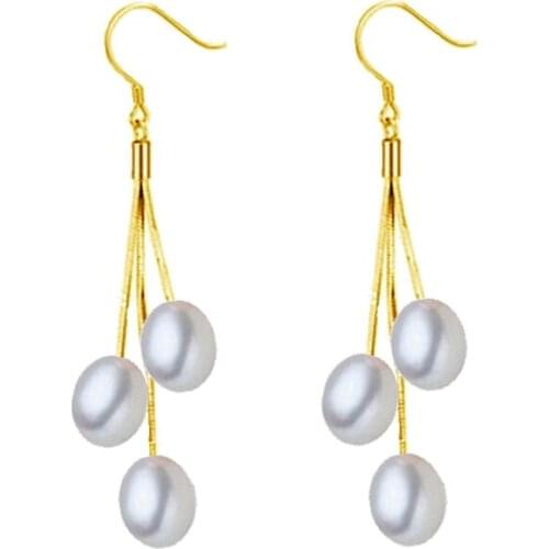 Fashion Pearl Earrings Natural Freshwater Pearl Tassels Pearl Jewelry Earrings 925 Sterling Silver Jewelry For Woman 1pair