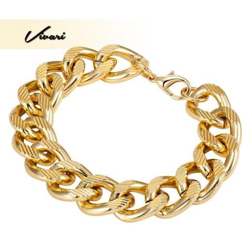 Vivari 2018 Trendy Aluminium Bracelet For Men Gold Color Bangle Men Rock Fashion Male Gift Accessories Fashion Jewelry Chain