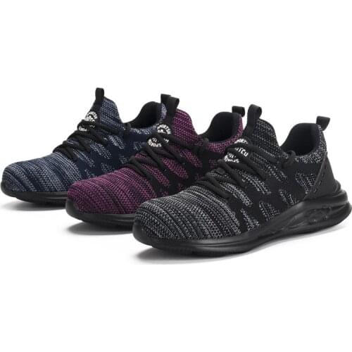 Mens Safety Work Shoes Light Fly Weaving Steel Toe Cap Boots Construction Shoes Security Safety Boots Work Sneakers